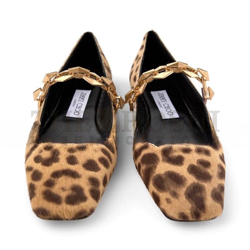 J1m*y Ch00 D1am0nd TILDA FLAT NATURAL LEOPARD PRINT PONY FLATS D1am0ndTILDAFLATLOP Master Quality
